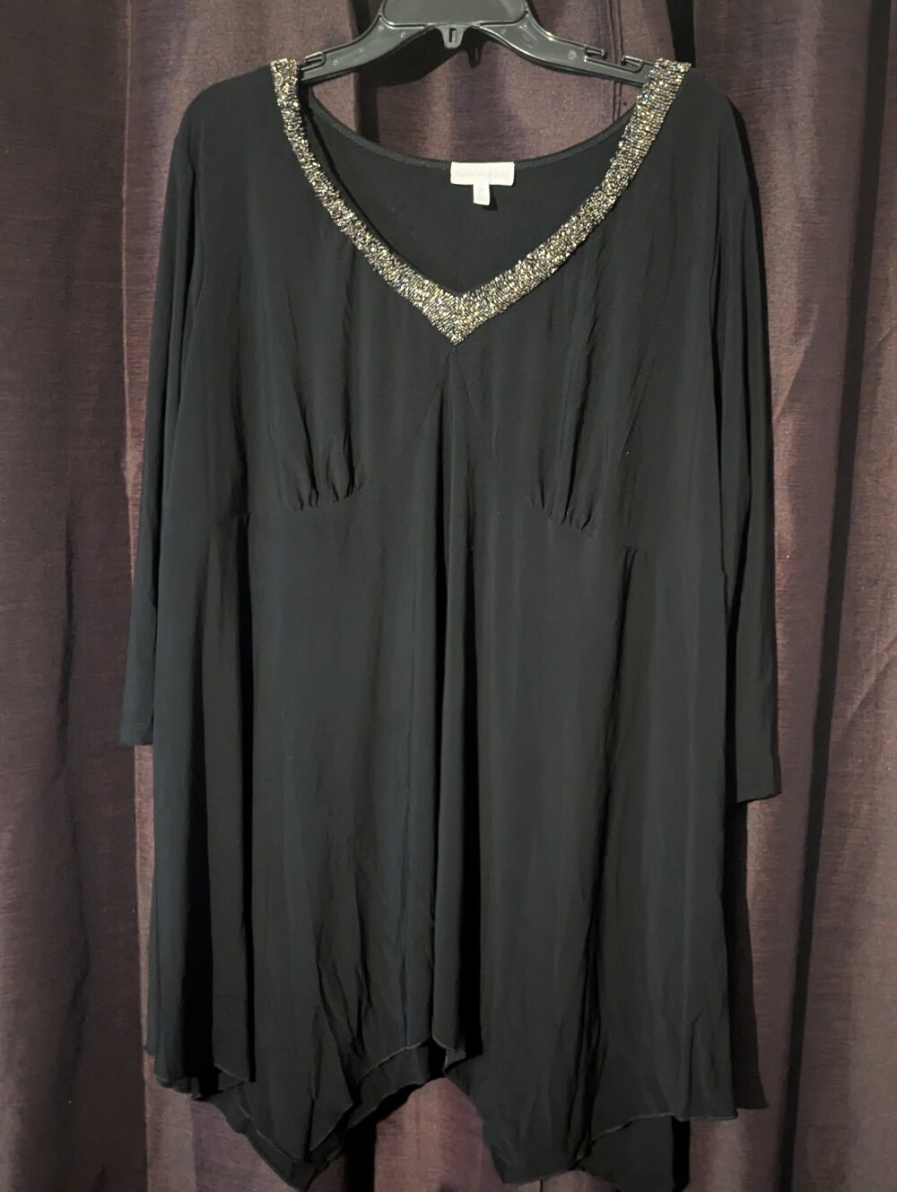 FASHION BUG Embellished V-Neckline Oversized Tunic 2x